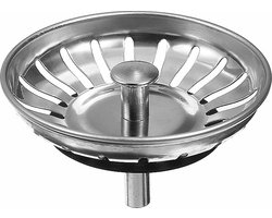Gootsteen Afvoer Plug voor de Keuken - Geen Verstopping - Spoelbak - Wasbak - Afvoerstop - Ontstopper - Zeef - Korfplug - Wastafel - 1 Stuk - 78 mm - RVS