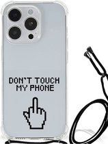 Smartphonehoesje Geschikt voor iPhone 14 Pro Telefoon Hoesje met doorzichtige rand Finger Don't Touch My Phone