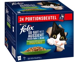 Felix Katten natvoer, gemengde variatie met groenten in gelei, Adult, Multipack (24x85g), 2.04 kg