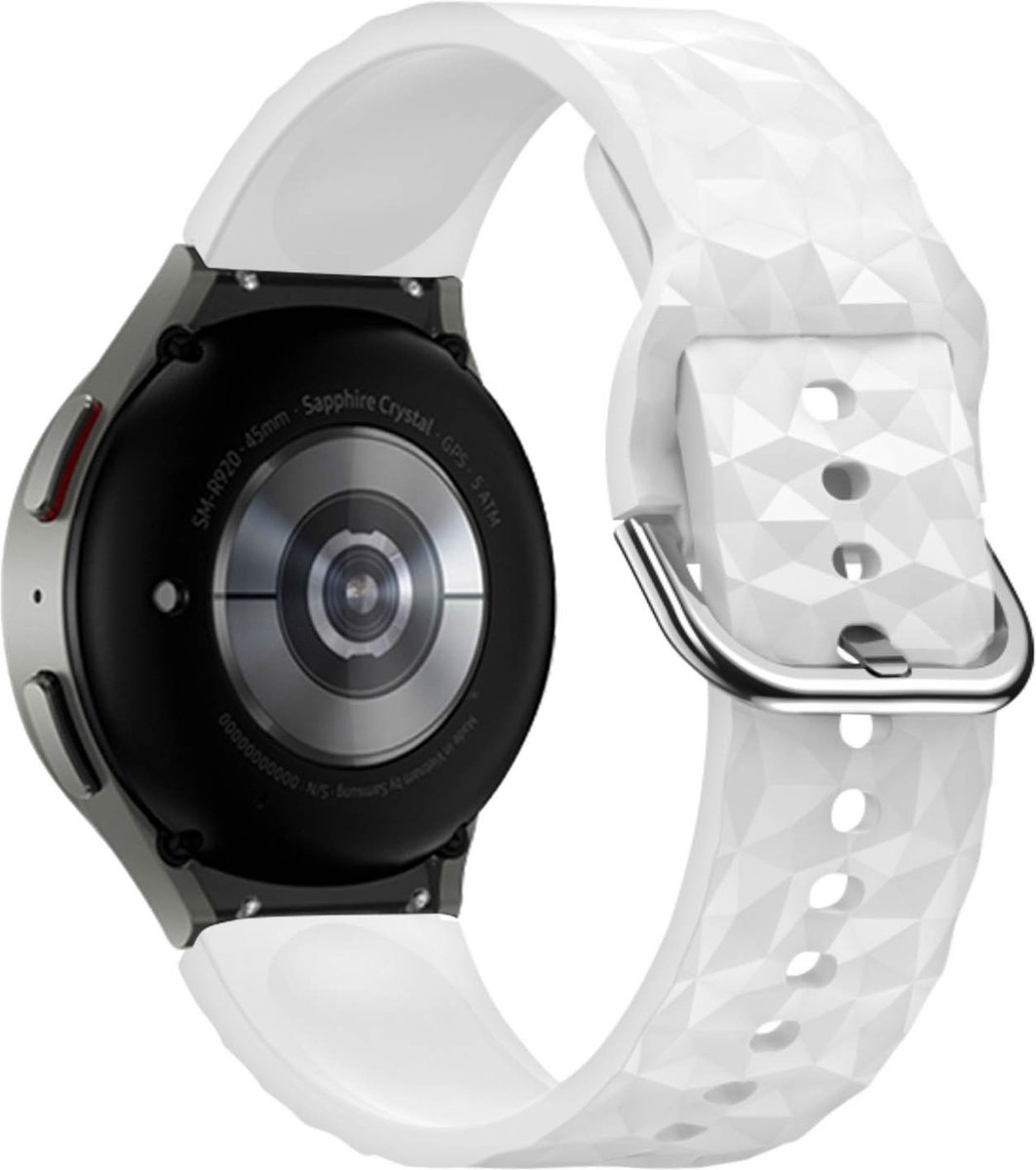 Band Geschikt voor Universele Galaxy Watch Siliconen met Ruiten – Wit