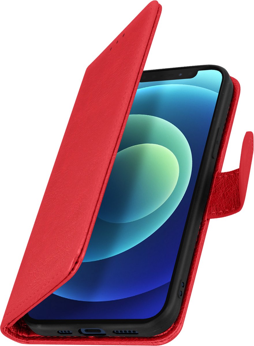 Avizar Étui pour Geschikt voor Apple iPhone 12 / 12 Pro Protection avec Porte-carte Fonction Support, Rood