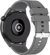 Band Geschikt voor Huawei Watch GT Runner Versterkte Siliconen en Zilveren Gesp – Grijs