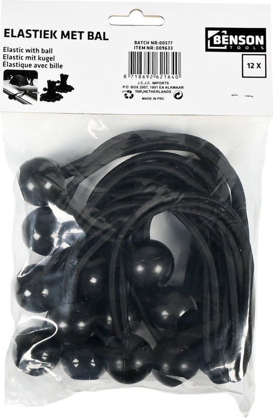 Benson Elastiek met bal - 24 cm - UV-bestendig - 12 stuks - zwart van Benson — afbeelding 5