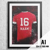 Royal Antwerp FC Poster Voetbal Shirt A1+ Formaat 61 x 91.5 cm - Affiche Voetbalclub Royal Antwerp FC - Met eigen naam en nummer