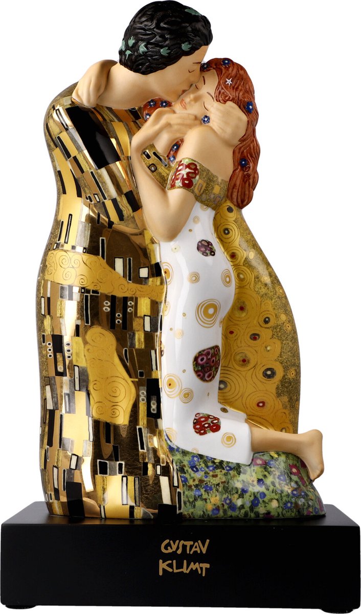 Goebel - Gustav Klimt | Decoratief beeld / figuur De Kus | Porselein - 33cm - Limited Edition - met echt goud