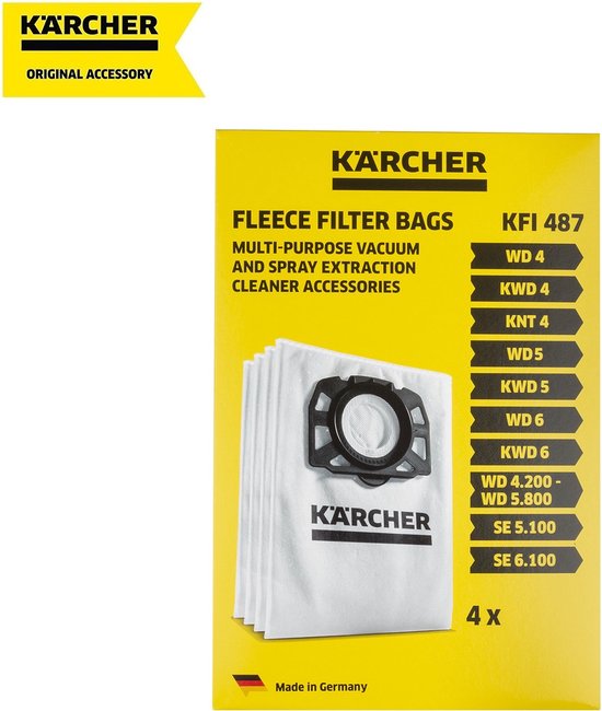 Kärcher Sacs d' Sacs d'aspirateur WD4 - WD - WD6 - MV4 - MV5 - MV6 - sac  filtrant en... | bol.com