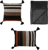 Dutch Decor VOORDEELSET BLACK Set van 3 stuks - Tamar & Charlie - Raven - zwart - Inclusief binnenkussen