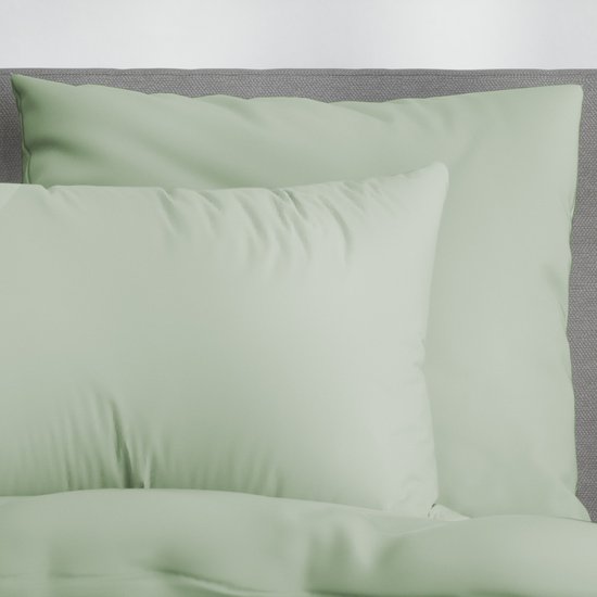 Nordic Paradise - Housse de couette en satin de Katoen de Luxe 200x220 cm + 2 taies d'oreiller 60x70 cm avec fermeture éclair fine - Vert pastel