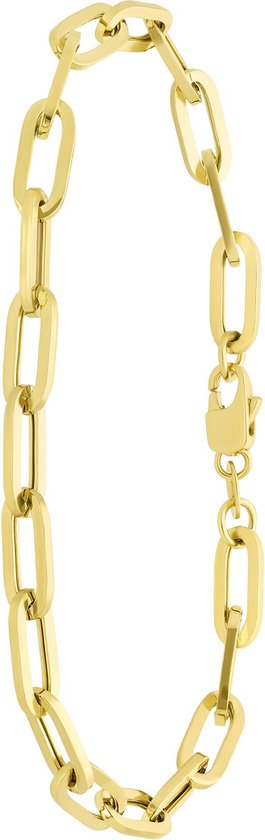 Lucardi Dames 9 Karaat armband paperclip 4,8mm - Armband - 9 Karaat - Goudkleurig - 19 cm