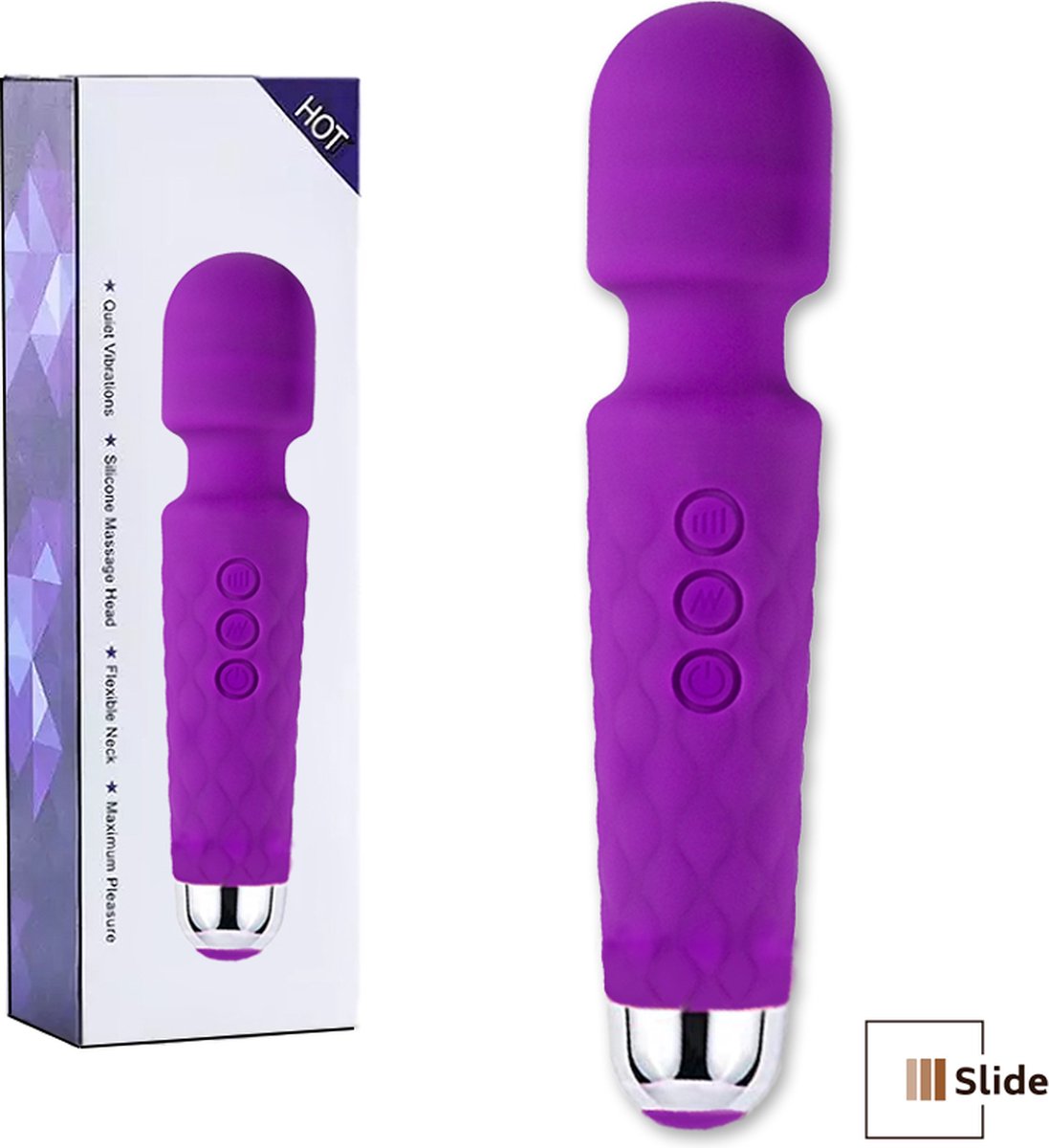 Slide® Massager and Wand Vibrator - G Spot Vibrator & Clitoris Stimulator - Stille Vibrators voor Vrouwen – Sex Toys ook voor Koppels - Erotiek - Purple