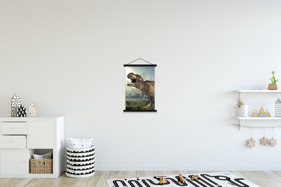 Décoration murale chambres d'enfants - Affiche scolaire enfant - Dino - Herbe - Dessin - Enfants - Garçons - 40x60 cm - Décoration murale garçons
