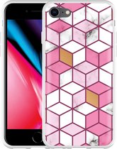 iPhone 8 Hoesje Pink-gold-white Marble - Designed by Cazy
