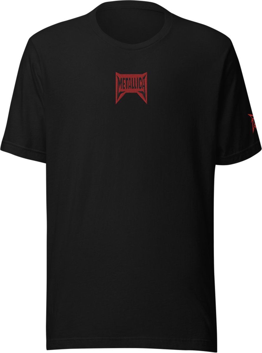 Heren T Shirt - Dames T Shirt - Rood Metallica Logo - Zwart - Maat 4XL