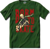 Born To Skate | Skaten - Skateboard - T-Shirt - Unisex - Bottle Groen - Maat 4XL