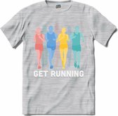 Get Running | Hardlopen - Rennen - Sporten - T-Shirt - Unisex - Donker Grijs - Gemêleerd - Maat L
