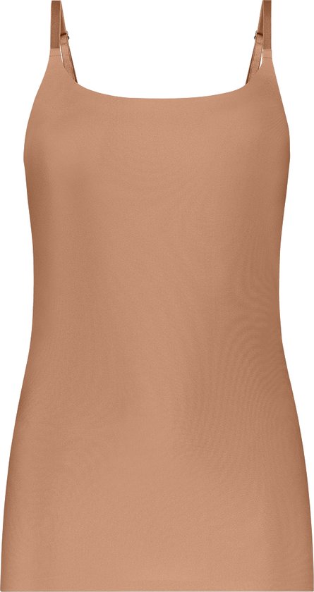 Nude tanktop met spaghettibandjes.