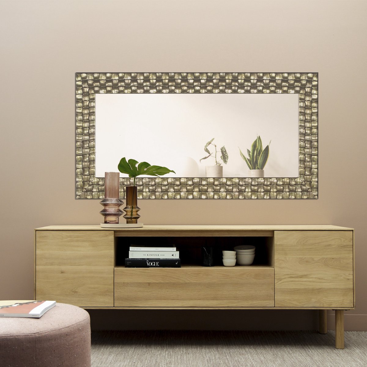 Goud Spiegel Champagne - Wandspiegel Rechthoek - Modern Luxe - Woonkamer Hal - Slaapkamer - 85x185 cm