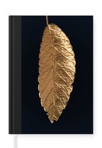 Notitieboek - Schrijfboek - Bladeren - Zwart - Goud - Luxe - Natuur - Notitieboekje klein - A5 formaat - Schrijfblok