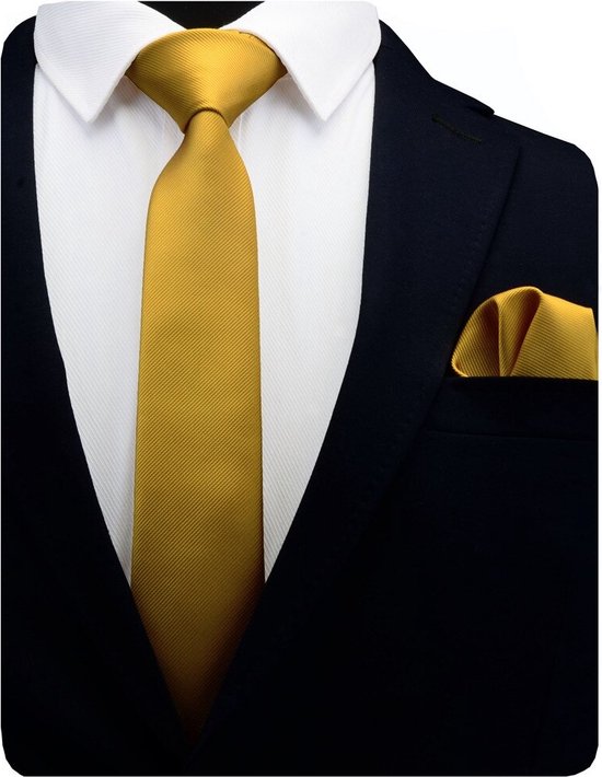 Cravate Sorprese avec Pochette - Or - 100% Soie - Pochette
