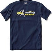 Running Marathon | Hardlopen - Rennen - Sporten - T-Shirt - Unisex - Navy Blue - Maat S