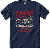 The Endless Freedom | Motor - Hobby - Vintage - T-Shirt - Unisex - Navy Blue - Maat 3XL