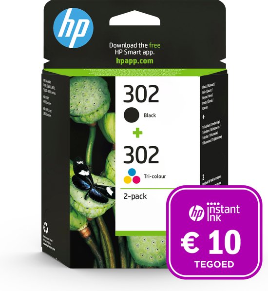 offset Post Afvoer HP 302 - Inktcartridge kleur & zwart + Instant Ink tegoed | bol.com