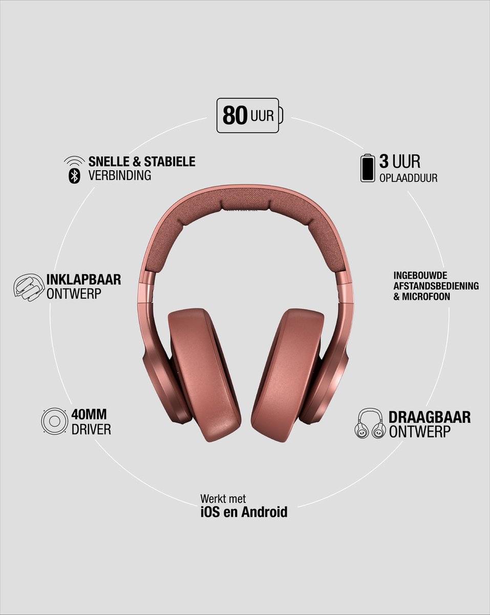Fresh 'n Rebel Clam 2 - Over-ear koptelefoon draadloos - 80 uur batterijduur - Safari Red — afbeelding 5