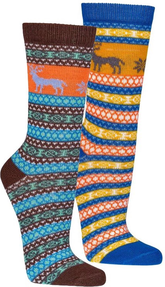 Hygge sokken | wol | 2 paar | oranje | print | maat 39-42