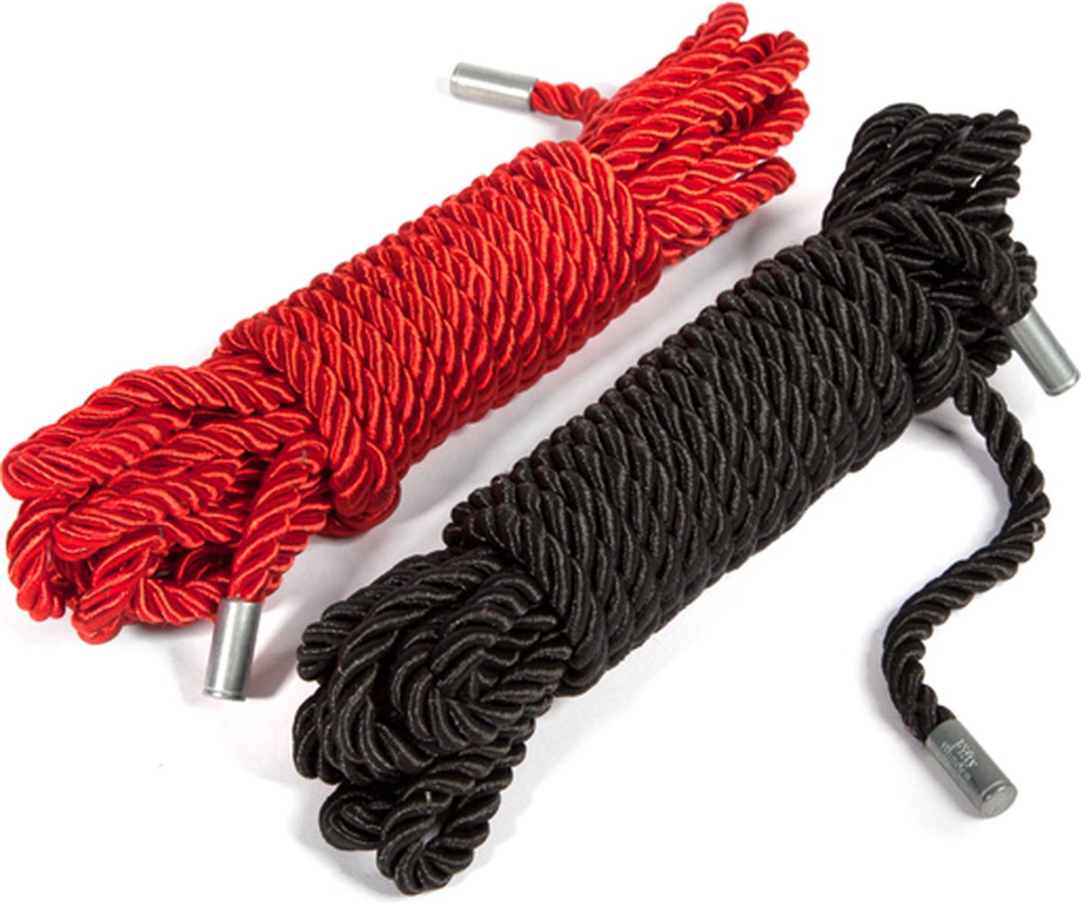 Goedkoopste Fifty Shades Restrain Me Bondage Rope Twin Pack - Zwart/ Zilver