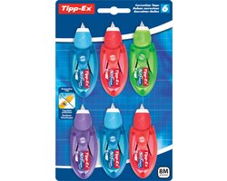 BIC Tipp-Ex Micro Tape Twist - Correctieroller - Tippex Corrector - Direct Droog - 8 Meter Correctietape - 6 Stuks