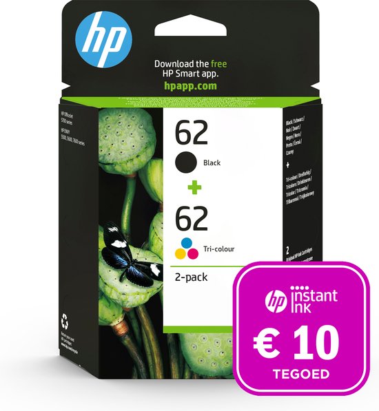 HP 62 - Cartouche d'encre couleur et noir + crédit Instant Ink | bol.com