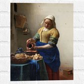 Muursticker - Het melkmeisje, Johannes Vermeer, ca. 1660 - 30x40 cm Foto op Muursticker