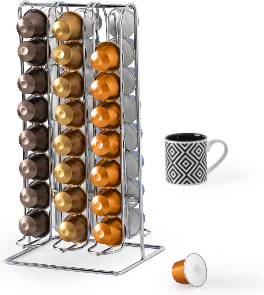glas koolhydraat borduurwerk RVS Nespresso Capsule houder van metaal voor 48 cups - Dispenser en  Standaard | bol.com