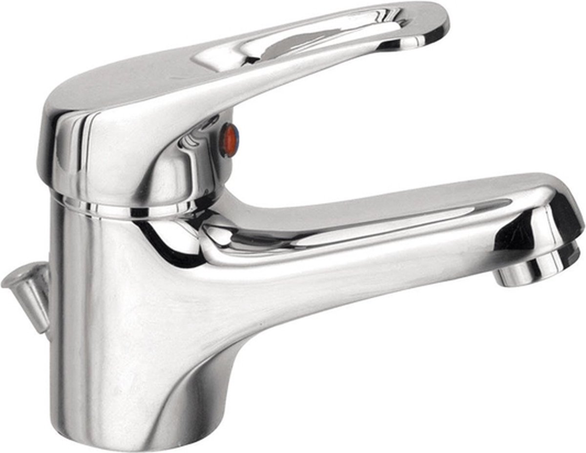 Nemo Go Flow eengreepsmengkraan wastafel met automatische afloop keramische schijven inclusief flexibele slangen en bevestigingsset