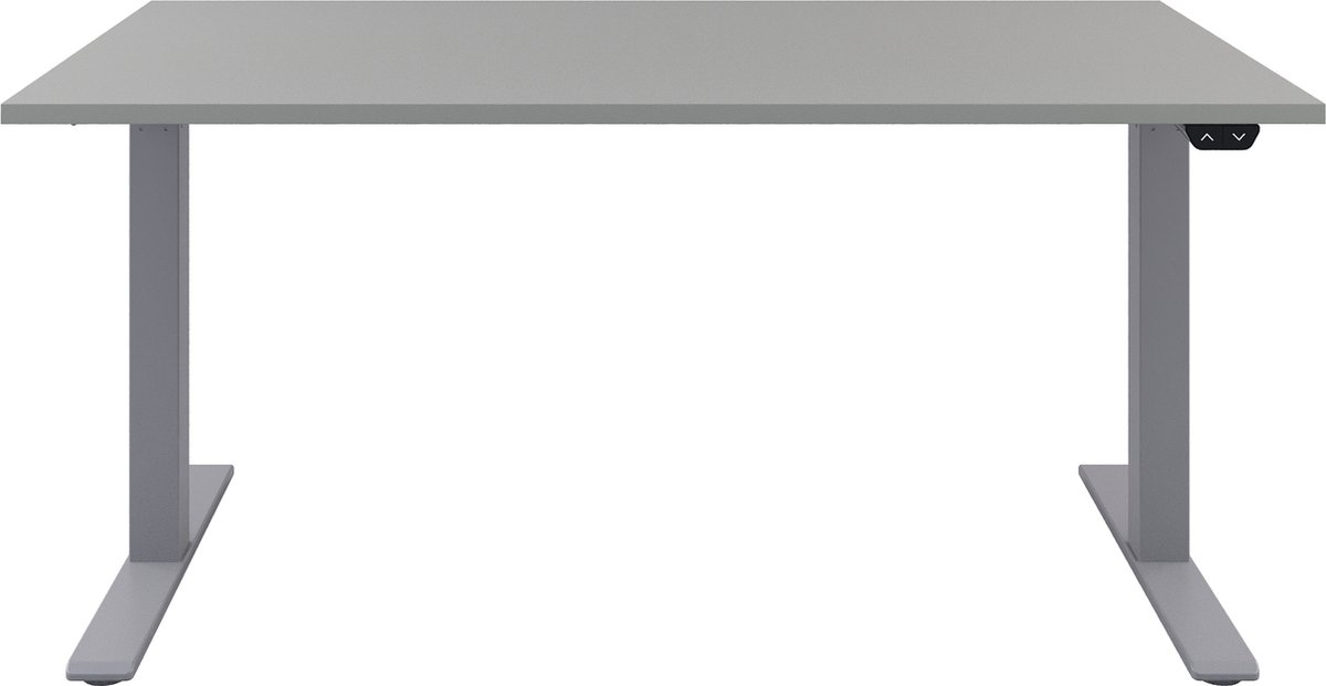 Zit sta bureau  Zit sta bureau elektrisch  Grijs bureaublad  Aluminium onderstel  120 x 80 cm-- blad- onderstel- x80