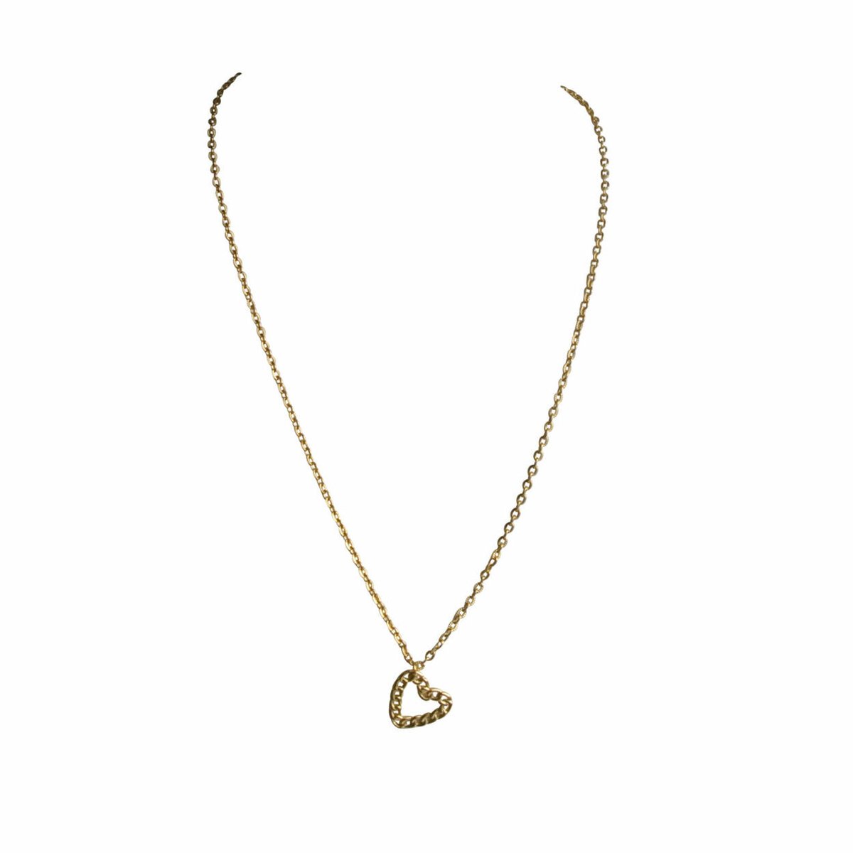 FlowJewels - ketting - stainless steel - hart - handgemaakt - goudkleurig - valentijnsdag