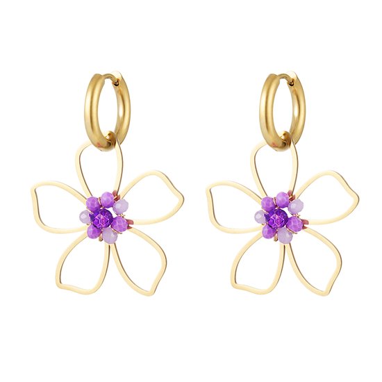 Boucles d'oreilles pendantes d'Oreilles Bijoutheek Bloem Perles Violet