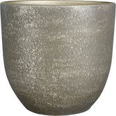 Mica Decorations - Cache-pot/pot de fleur - terre cuite - noir/relief flocons or - D39/H36 cm