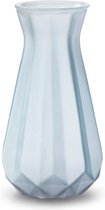Jodeco Bloemenvaas - Stijlvol model - lichtblauw/transparant glas - H18 x D11,5 cm