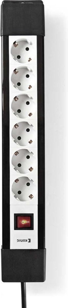 Nedis Stekkerdoos - Randaarde stekker / Type F (CEE 7/7) - 8-wegs - 3.00 m - 3680 W - 16 A - Soort aarding: Zijcontacten - 230 V AC 50/60 Hz - Hoek van stopcontact: 45 ° - H05VV-F 3G 1,5 mm²