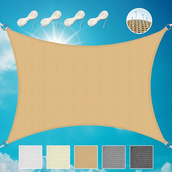 SDLLG Schaduwnet met ingestanste ringen, tuinzonnezeil met 90% schaduweffect, van HDPE, ademend, verkoelend, uv-bescherming, windnet, stal voor balkon, planten, aanpasbaar