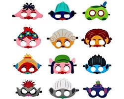 Verkleed Maskers Trolls - Masker 12 stuks - Carnavalskleding kinderen