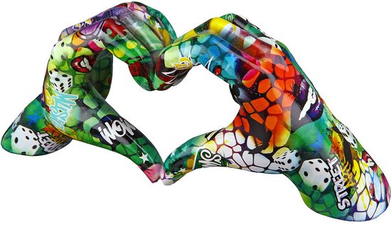 Gilde Handwerk - Love Sign Hands - Street/ Pop Art green - Image Sculpture - Polyrésine