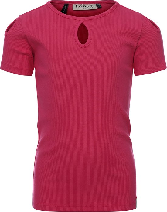 Looxs Revolution Rib T-shirt Tops & T-shirts Meisjes - Shirt - Roze - Maat 164
