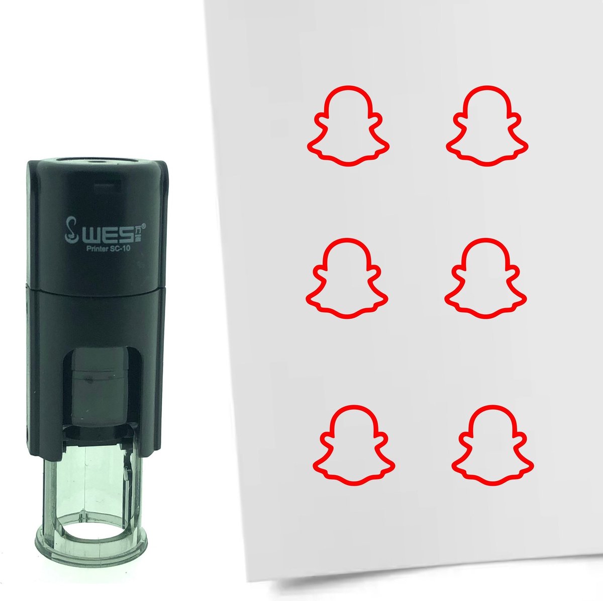 CombiCraft Stempel Snapchat logo 10mm rond - Rode inkt