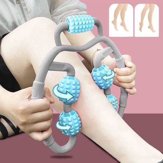 Fitness & Massage Set - De ultieme combinatie voor verbetering van lichaamsvorm en ontspanning - 1x Multifunctionele fitness en afslank klem & 1x Massage handvat met Rollers - Blauw