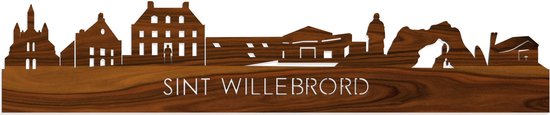 Skyline Sint Willebrord Palissander hout - 80 cm - Woondecoratie - Wanddecoratie - Meer steden beschikbaar - Woonkamer idee - City Art - Steden kunst - Cadeau voor hem - Cadeau voor haar - Jubileum - Trouwerij - WoodWideCities