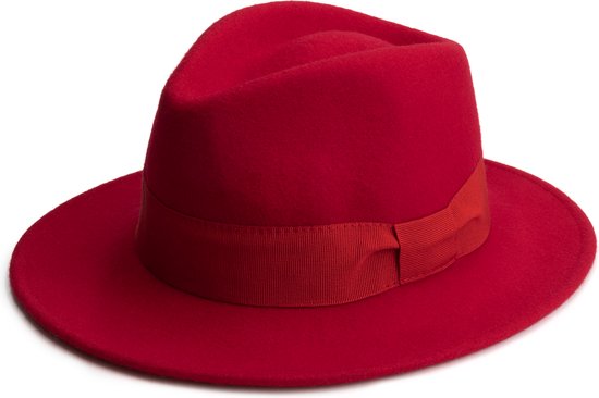 MGO Foxy Felthat Rood - Vilt hoed - 100% wol - Maat S