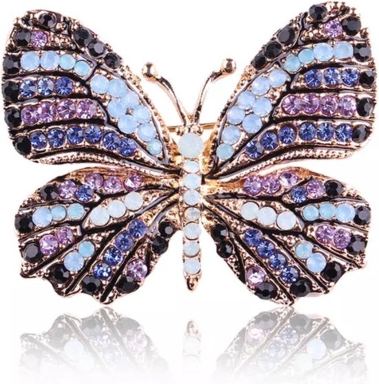 Zelto - Luxe Vlinder Broche - Lila- Blauw- Butterfly