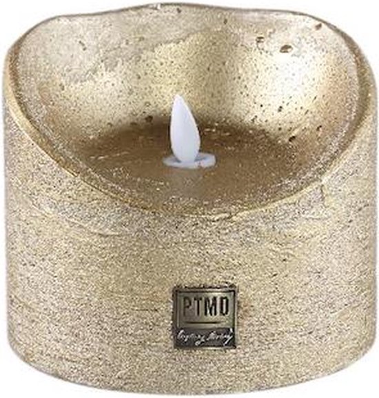 PTMD - LED kaars goud - moveable flame - XL - 12.5 x 12.5 10 cm